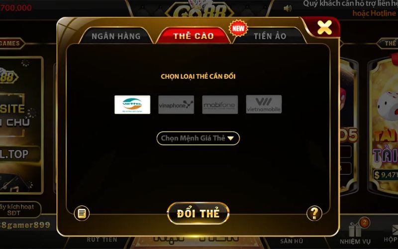 Rút tiền go88 qua thẻ cào